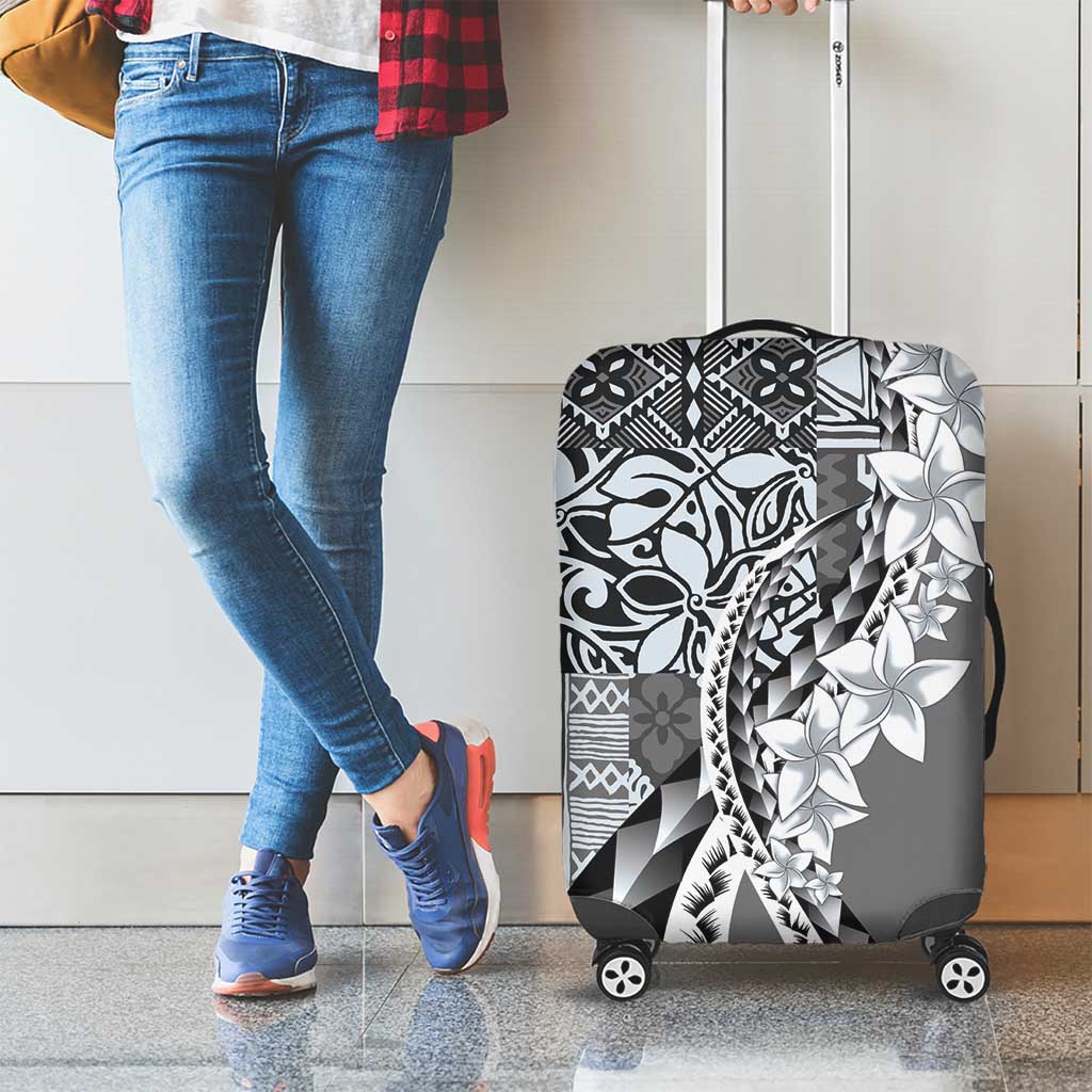 Aloha Vintage Plumeria Hawaiian Tapa Pattern Luggage Cover Gray Hawaiian Tapa Pattern LT9 - Polynesian Pride