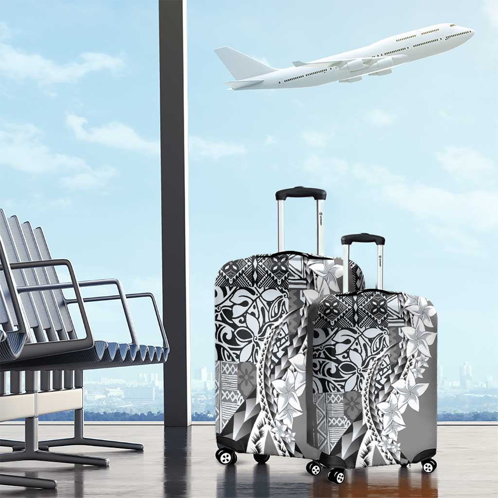Aloha Vintage Plumeria Hawaiian Tapa Pattern Luggage Cover Gray Hawaiian Tapa Pattern LT9 - Polynesian Pride