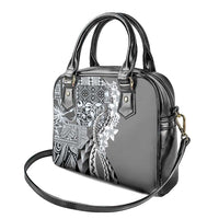 Aloha Vintage Plumeria Hawaiian Tapa Pattern Shoulder Handbag Gray Hawaiian Tapa Pattern - Polynesian Pride