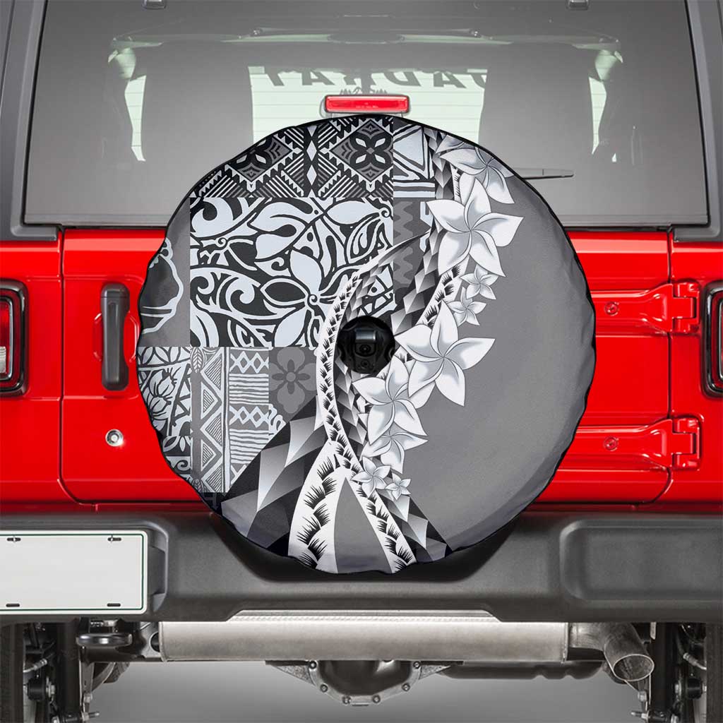 Aloha Vintage Plumeria Hawaiian Tapa Pattern Spare Tire Cover Gray Hawaiian Tapa Pattern - Polynesian Pride