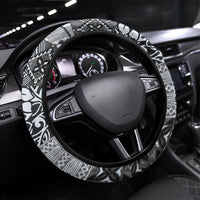 Aloha Vintage Plumeria Hawaiian Tapa Pattern Steering Wheel Cover Gray Hawaiian Tapa Pattern - Polynesian Pride