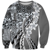 Aloha Vintage Plumeria Hawaiian Tapa Pattern Sweatshirt Gray Hawaiian Tapa Pattern - Polynesian Pride