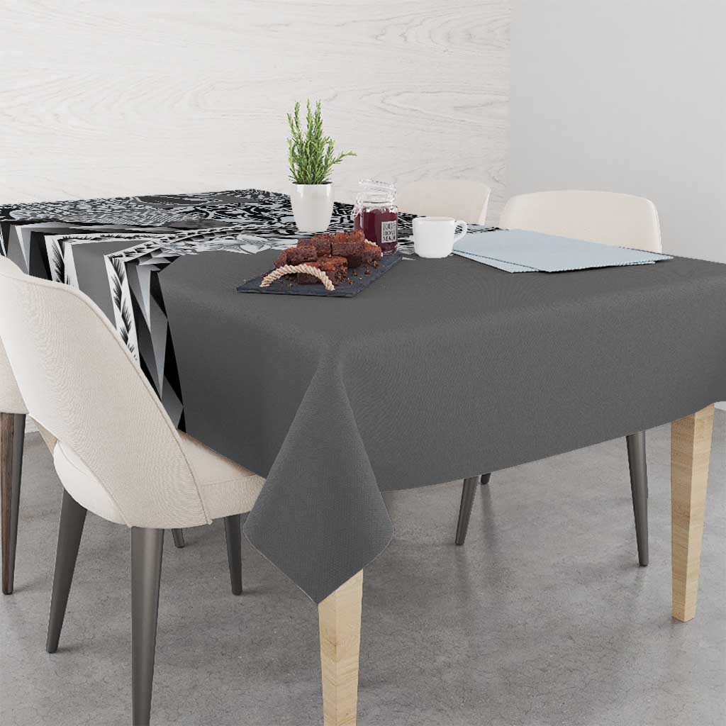 Aloha Vintage Plumeria Hawaiian Tapa Pattern Tablecloth Gray Hawaiian Tapa Pattern - Polynesian Pride
