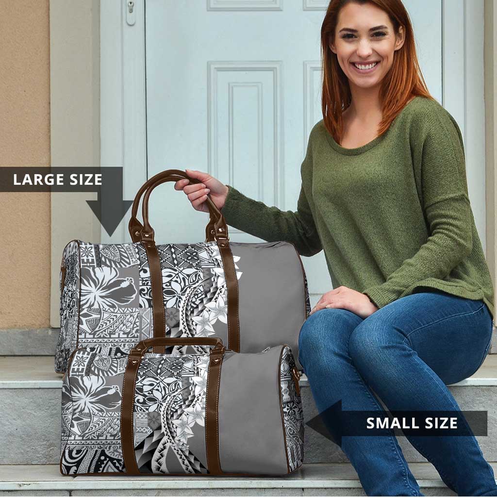 Aloha Vintage Plumeria Hawaiian Tapa Pattern Travel Bag Gray Hawaiian Tapa Pattern - Polynesian Pride