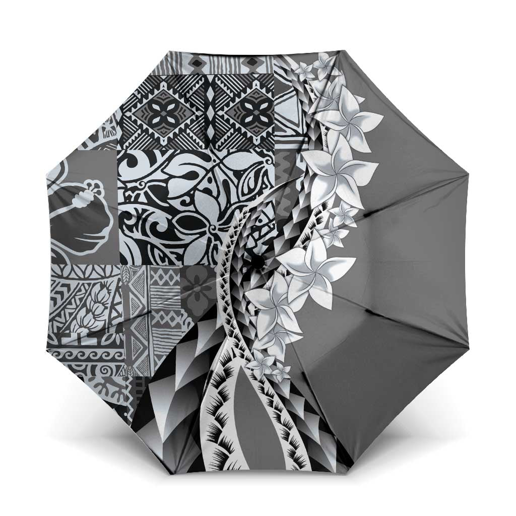 Aloha Vintage Plumeria Hawaiian Tapa Pattern Umbrella Gray Hawaiian Tapa Pattern - Polynesian Pride