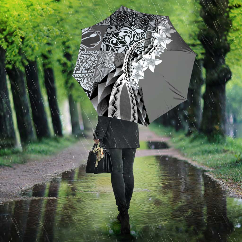 Aloha Vintage Plumeria Hawaiian Tapa Pattern Umbrella Gray Hawaiian Tapa Pattern - Polynesian Pride