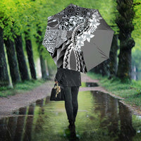 Aloha Vintage Plumeria Hawaiian Tapa Pattern Umbrella Gray Hawaiian Tapa Pattern - Polynesian Pride