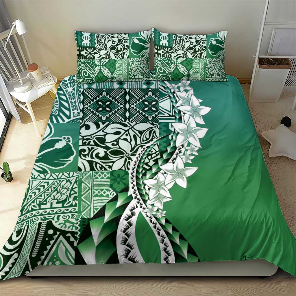 Aloha Vintage Plumeria Hawaiian Tapa Pattern Bedding Set Green Hawaiian Tapa Pattern - Polynesian Pride