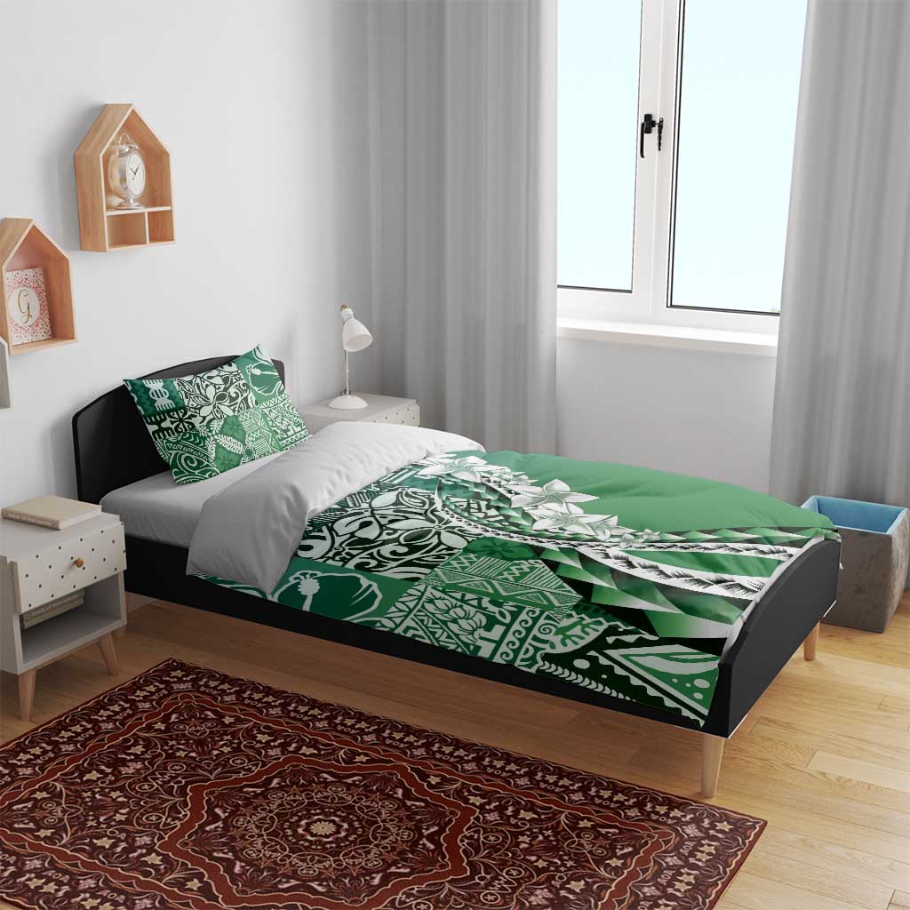 Aloha Vintage Plumeria Hawaiian Tapa Pattern Bedding Set Green Hawaiian Tapa Pattern - Polynesian Pride