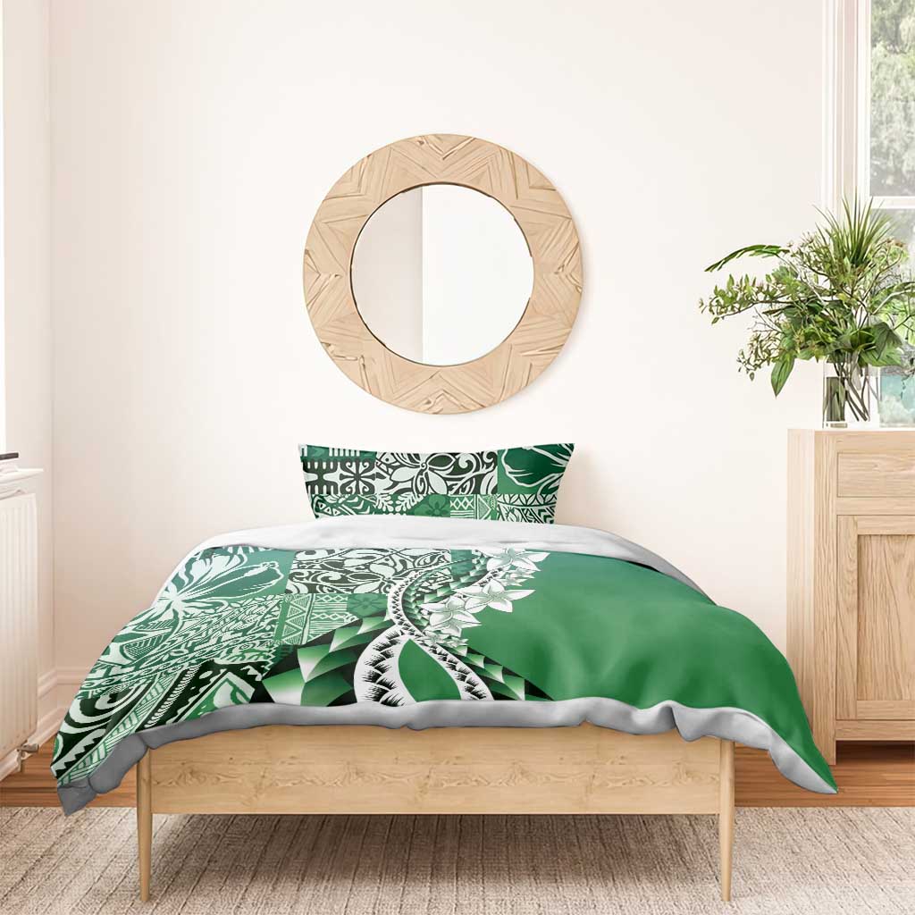 Aloha Vintage Plumeria Hawaiian Tapa Pattern Bedding Set Green Hawaiian Tapa Pattern - Polynesian Pride