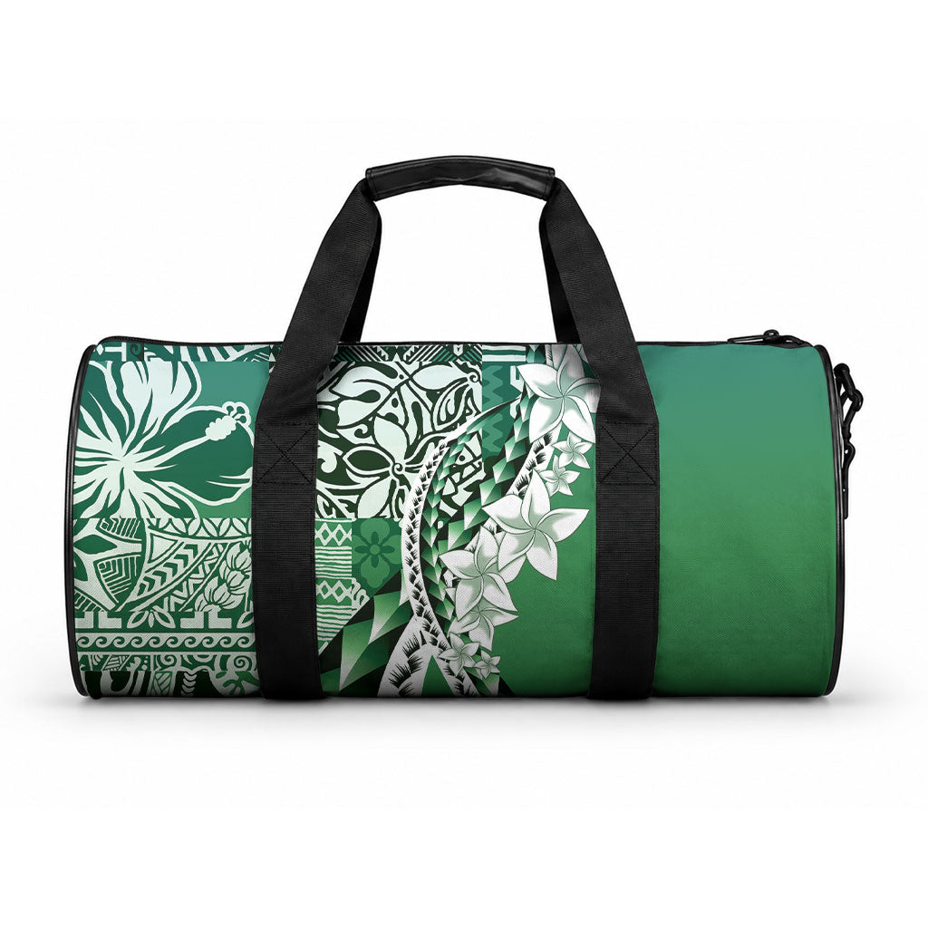 Aloha Vintage Plumeria Hawaiian Tapa Pattern Duffle Bag Green Hawaiian Tapa Pattern LT9 One size Green - Polynesian Pride
