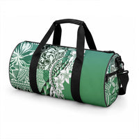 Aloha Vintage Plumeria Hawaiian Tapa Pattern Duffle Bag Green Hawaiian Tapa Pattern LT9 - Polynesian Pride