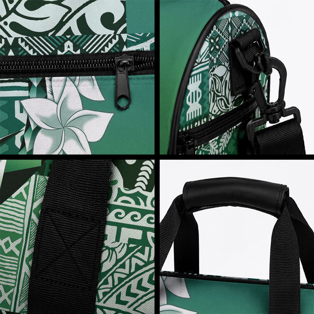 Aloha Vintage Plumeria Hawaiian Tapa Pattern Duffle Bag Green Hawaiian Tapa Pattern LT9 - Polynesian Pride