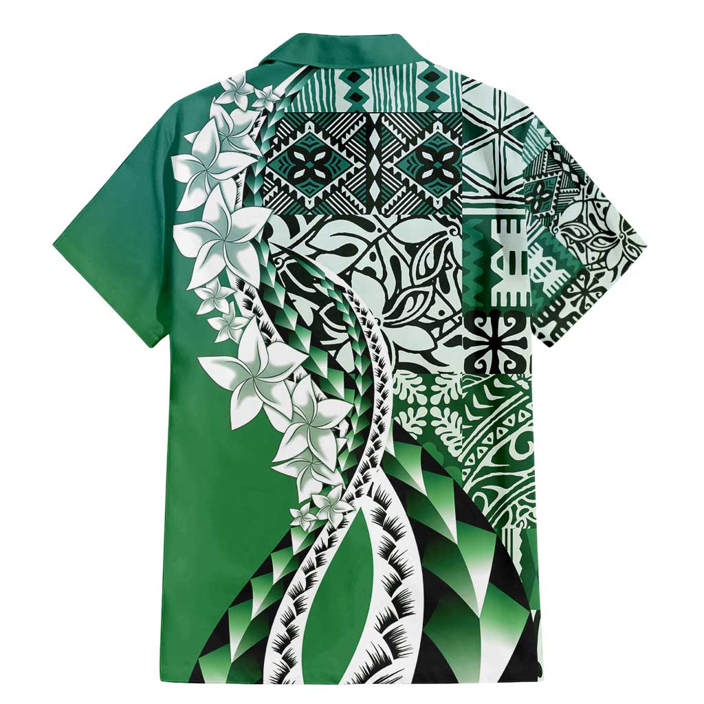 Aloha Vintage Plumeria Hawaiian Tapa Pattern Family Matching Mermaid Dress and Hawaiian Shirt Green Hawaiian Tapa Pattern LT9 - Polynesian Pride
