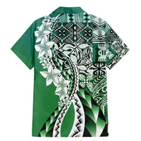 Aloha Vintage Plumeria Hawaiian Tapa Pattern Family Matching Mermaid Dress and Hawaiian Shirt Green Hawaiian Tapa Pattern LT9 - Polynesian Pride