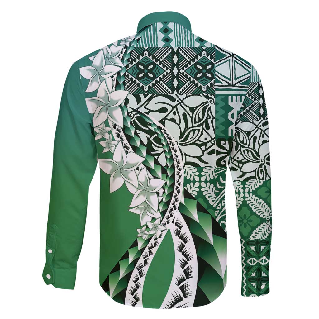 Aloha Vintage Plumeria Hawaiian Tapa Pattern Family Matching Mermaid Dress and Hawaiian Shirt Green Hawaiian Tapa Pattern LT9 - Polynesian Pride