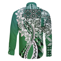 Aloha Vintage Plumeria Hawaiian Tapa Pattern Family Matching Summer Maxi Dress and Hawaiian Shirt Green Hawaiian Tapa Pattern LT9 - Polynesian Pride