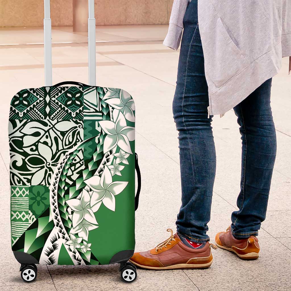 Aloha Vintage Plumeria Hawaiian Tapa Pattern Luggage Cover Green Hawaiian Tapa Pattern - Polynesian Pride