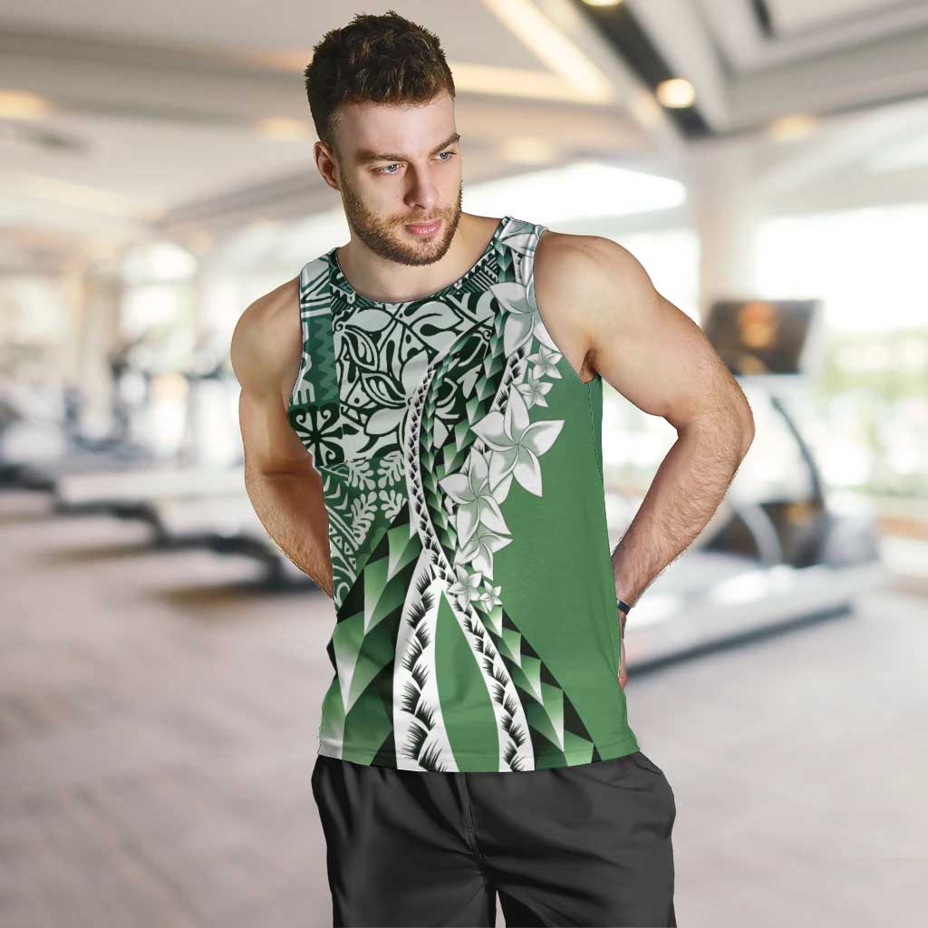 Aloha Vintage Plumeria Hawaiian Tapa Pattern Men Tank Top Green Hawaiian Tapa Pattern LT9 Green - Polynesian Pride