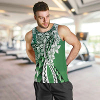 Aloha Vintage Plumeria Hawaiian Tapa Pattern Men Tank Top Green Hawaiian Tapa Pattern LT9 Green - Polynesian Pride