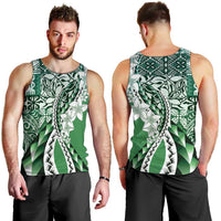 Aloha Vintage Plumeria Hawaiian Tapa Pattern Men Tank Top Green Hawaiian Tapa Pattern LT9 - Polynesian Pride