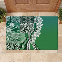 Aloha Vintage Plumeria Hawaiian Tapa Pattern Rubber Doormat Green Hawaiian Tapa Pattern - Polynesian Pride