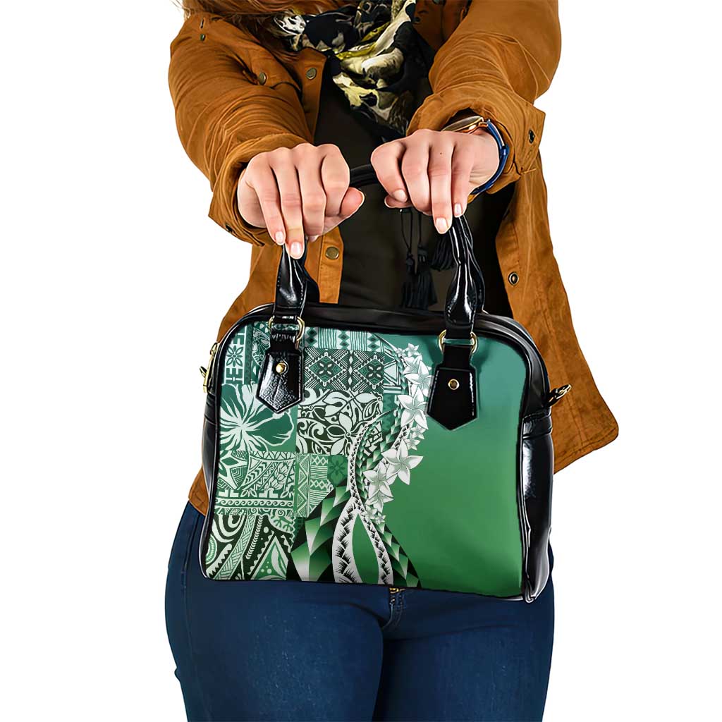 Aloha Vintage Plumeria Hawaiian Tapa Pattern Shoulder Handbag Green Hawaiian Tapa Pattern - Polynesian Pride