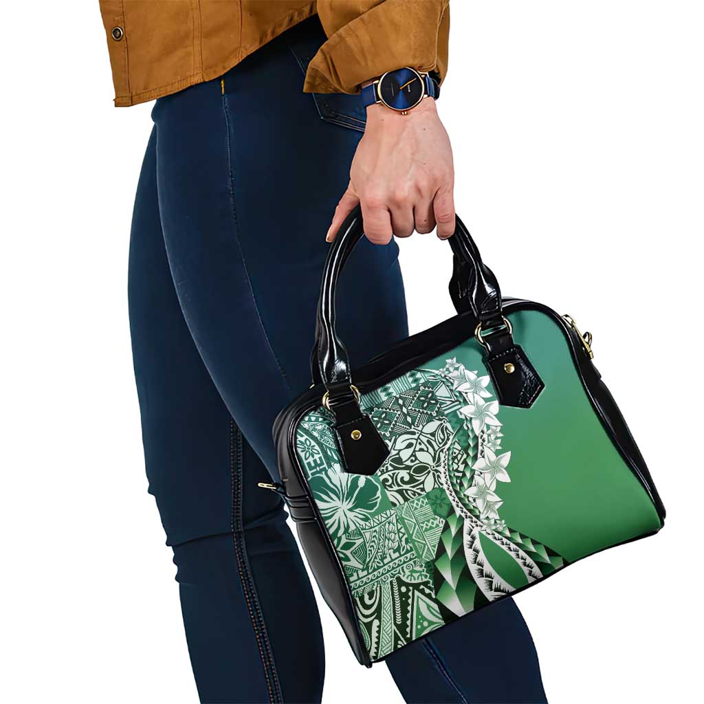 Aloha Vintage Plumeria Hawaiian Tapa Pattern Shoulder Handbag Green Hawaiian Tapa Pattern - Polynesian Pride
