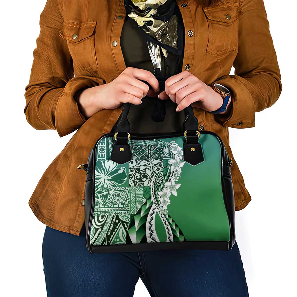 Aloha Vintage Plumeria Hawaiian Tapa Pattern Shoulder Handbag Green Hawaiian Tapa Pattern - Polynesian Pride