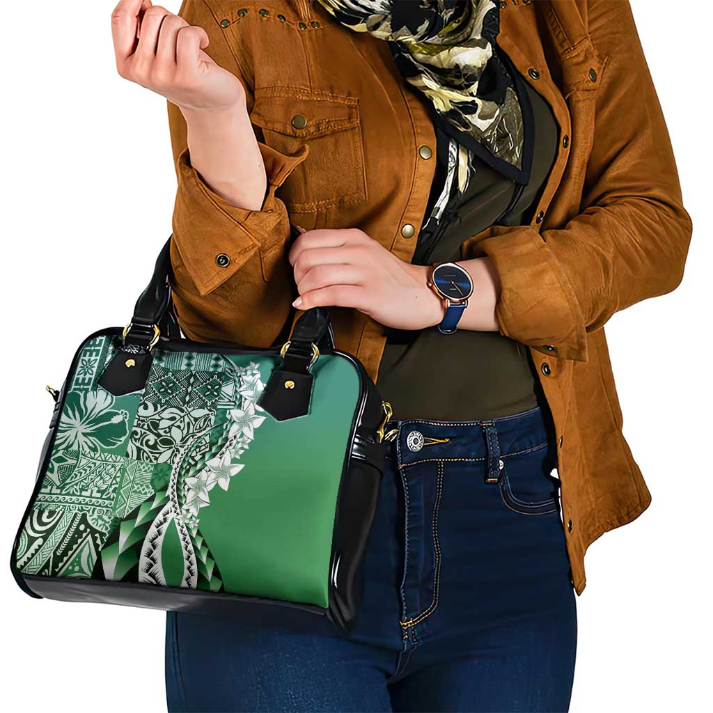 Aloha Vintage Plumeria Hawaiian Tapa Pattern Shoulder Handbag Green Hawaiian Tapa Pattern - Polynesian Pride