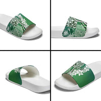 Aloha Vintage Plumeria Hawaiian Tapa Pattern Slide Sandals Green Hawaiian Tapa Pattern LT9 - Polynesian Pride