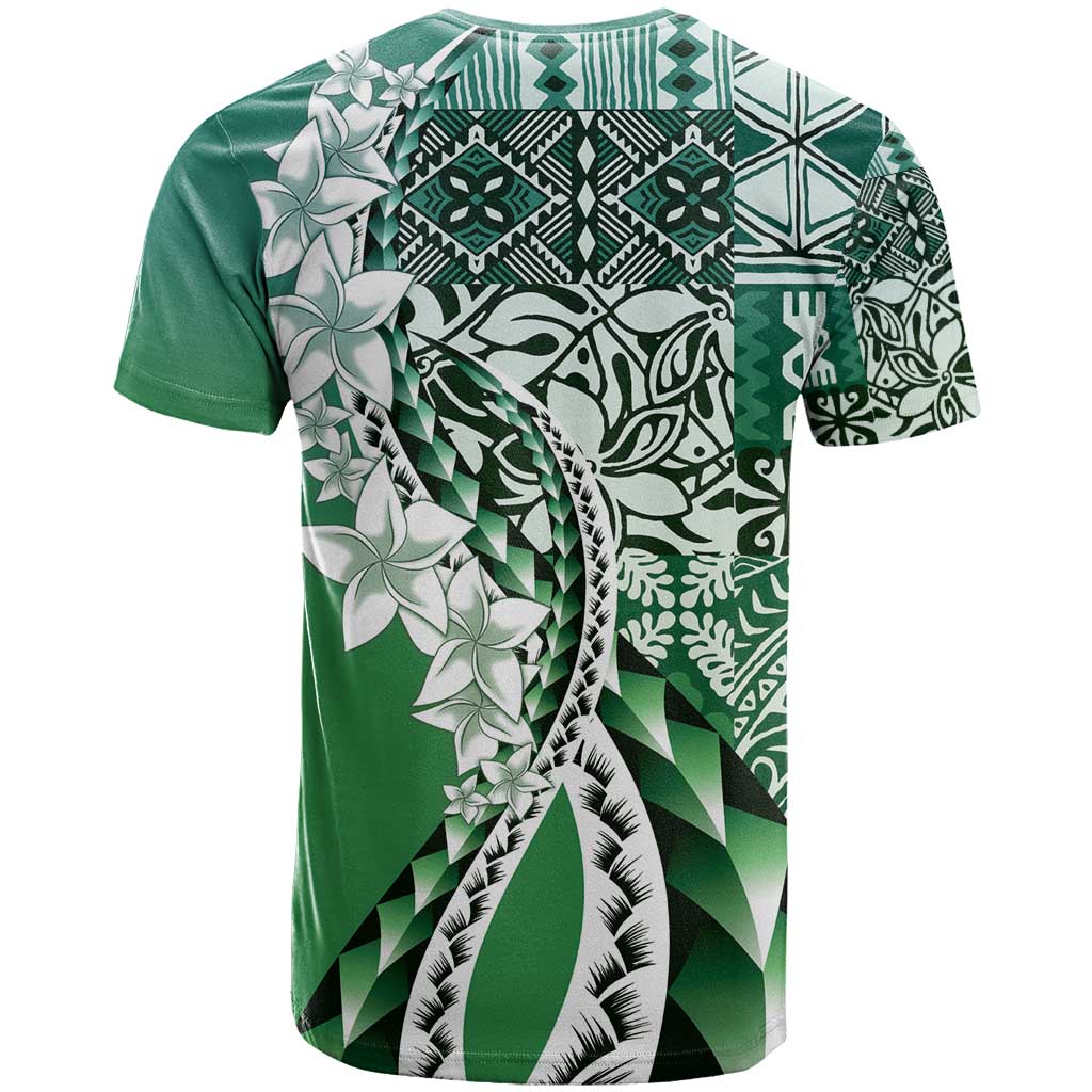 Aloha Vintage Plumeria Hawaiian Tapa Pattern T Shirt Green Hawaiian Tapa Pattern LT9 - Polynesian Pride