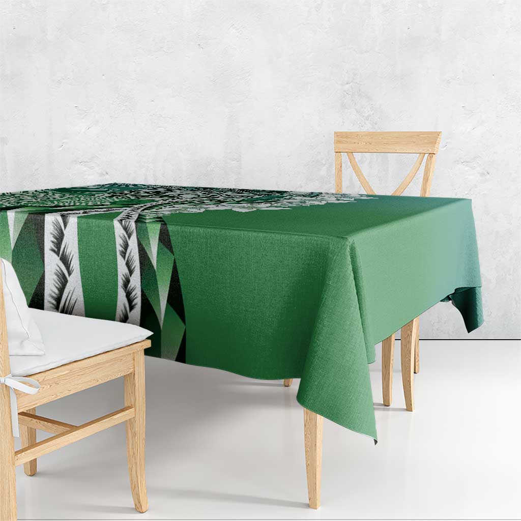 Aloha Vintage Plumeria Hawaiian Tapa Pattern Tablecloth Green Hawaiian Tapa Pattern - Polynesian Pride