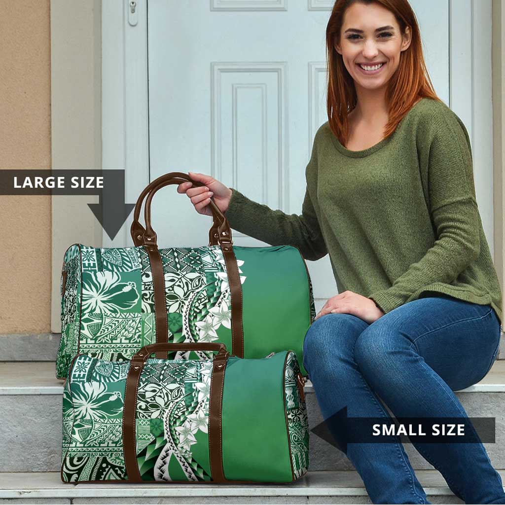 Aloha Vintage Plumeria Hawaiian Tapa Pattern Travel Bag Green Hawaiian Tapa Pattern - Polynesian Pride