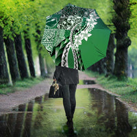 Aloha Vintage Plumeria Hawaiian Tapa Pattern Umbrella Green Hawaiian Tapa Pattern - Polynesian Pride