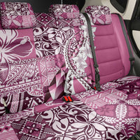 Aloha Vintage Plumeria Hawaiian Tapa Pattern Back Car Seat Cover Pink Hawaiian Tapa Pattern LT9 - Polynesian Pride