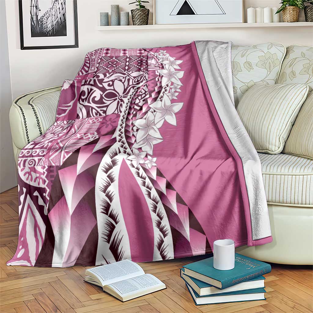 Aloha Vintage Plumeria Hawaiian Tapa Pattern Blanket Pink Hawaiian Tapa Pattern - Polynesian Pride