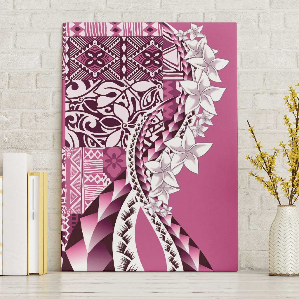 Aloha Vintage Plumeria Hawaiian Tapa Pattern Canvas Wall Art Pink Hawaiian Tapa Pattern - Polynesian Pride