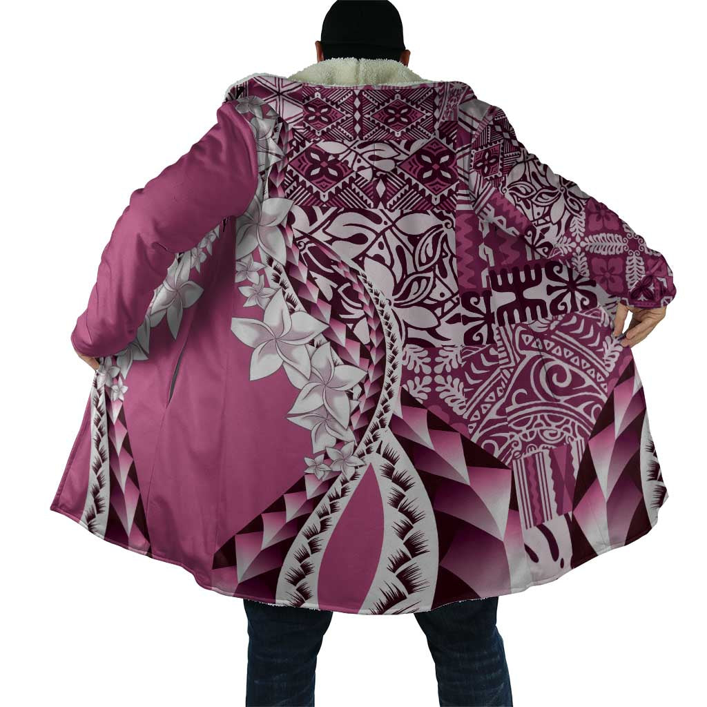 Aloha Vintage Plumeria Hawaiian Tapa Pattern Cloak Pink Hawaiian Tapa Pattern - Polynesian Pride