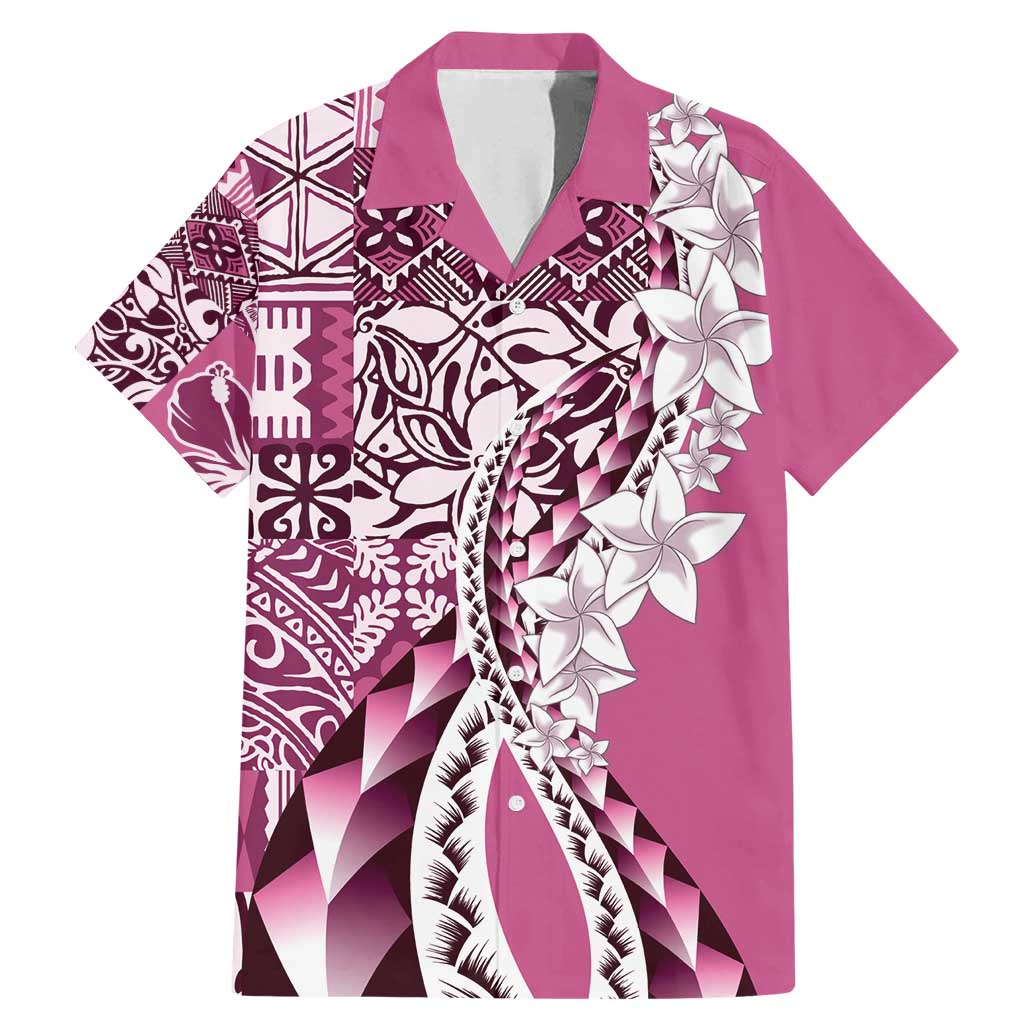 Aloha Vintage Plumeria Hawaiian Tapa Pattern Family Matching Mermaid Dress and Hawaiian Shirt Pink Hawaiian Tapa Pattern LT9 Dad's Shirt - Short Sleeve Pink - Polynesian Pride