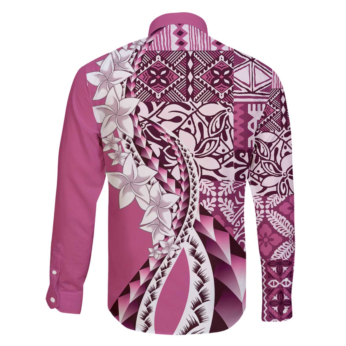 Aloha Vintage Plumeria Hawaiian Tapa Pattern Family Matching Off The Shoulder Long Sleeve Dress and Hawaiian Shirt Pink Hawaiian Tapa Pattern LT9 - Polynesian Pride