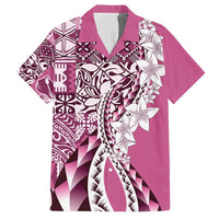 Aloha Vintage Plumeria Hawaiian Tapa Pattern Family Matching Tank Maxi Dress and Hawaiian Shirt Pink Hawaiian Tapa Pattern LT9 Dad's Shirt - Short Sleeve Pink - Polynesian Pride