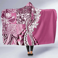 Aloha Vintage Plumeria Hawaiian Tapa Pattern Hooded Blanket Pink Hawaiian Tapa Pattern LT9 One Size Pink - Polynesian Pride