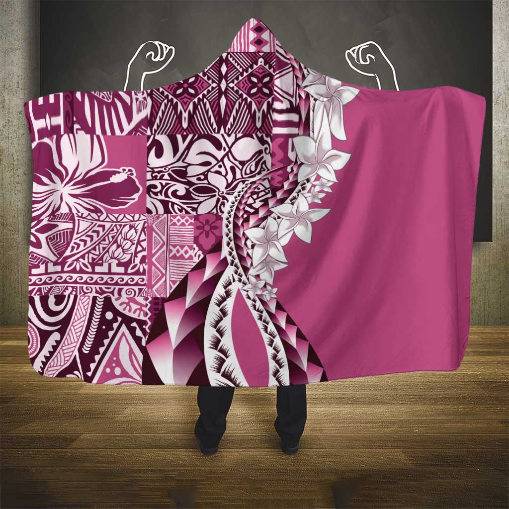 Aloha Vintage Plumeria Hawaiian Tapa Pattern Hooded Blanket Pink Hawaiian Tapa Pattern LT9 - Polynesian Pride