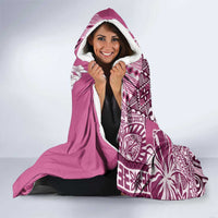 Aloha Vintage Plumeria Hawaiian Tapa Pattern Hooded Blanket Pink Hawaiian Tapa Pattern LT9 - Polynesian Pride