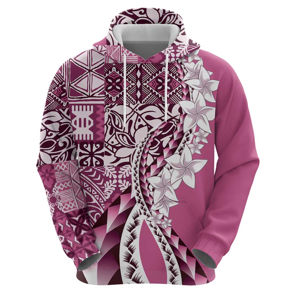 Aloha Vintage Plumeria Hawaiian Tapa Pattern Hoodie Pink Hawaiian Tapa Pattern - Polynesian Pride