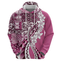 Aloha Vintage Plumeria Hawaiian Tapa Pattern Hoodie Pink Hawaiian Tapa Pattern - Polynesian Pride