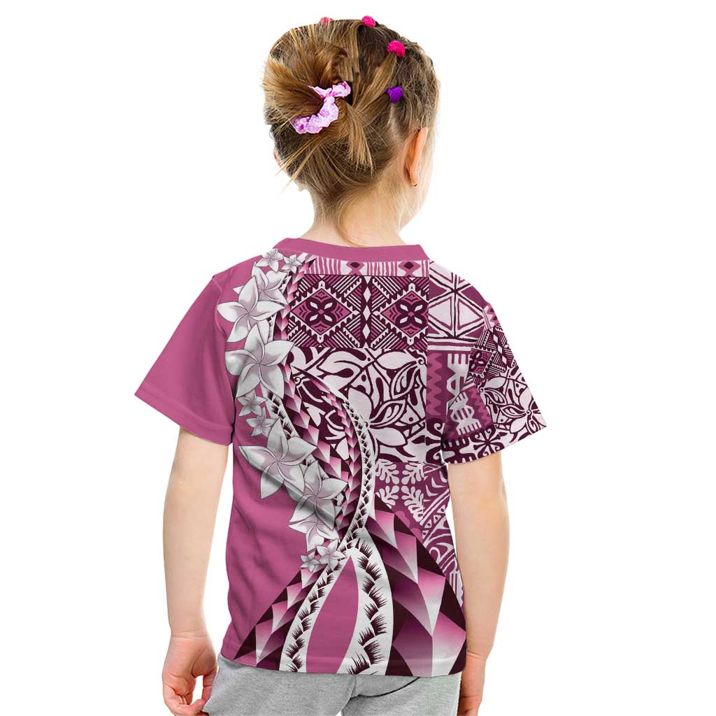 Aloha Vintage Plumeria Hawaiian Tapa Pattern Kid T Shirt Pink Hawaiian Tapa Pattern - Polynesian Pride