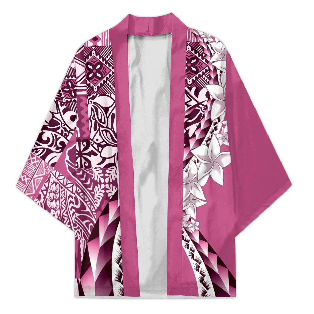 Aloha Vintage Plumeria Hawaiian Tapa Pattern Kimono Pink Hawaiian Tapa Pattern - Polynesian Pride