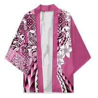 Aloha Vintage Plumeria Hawaiian Tapa Pattern Kimono Pink Hawaiian Tapa Pattern - Polynesian Pride
